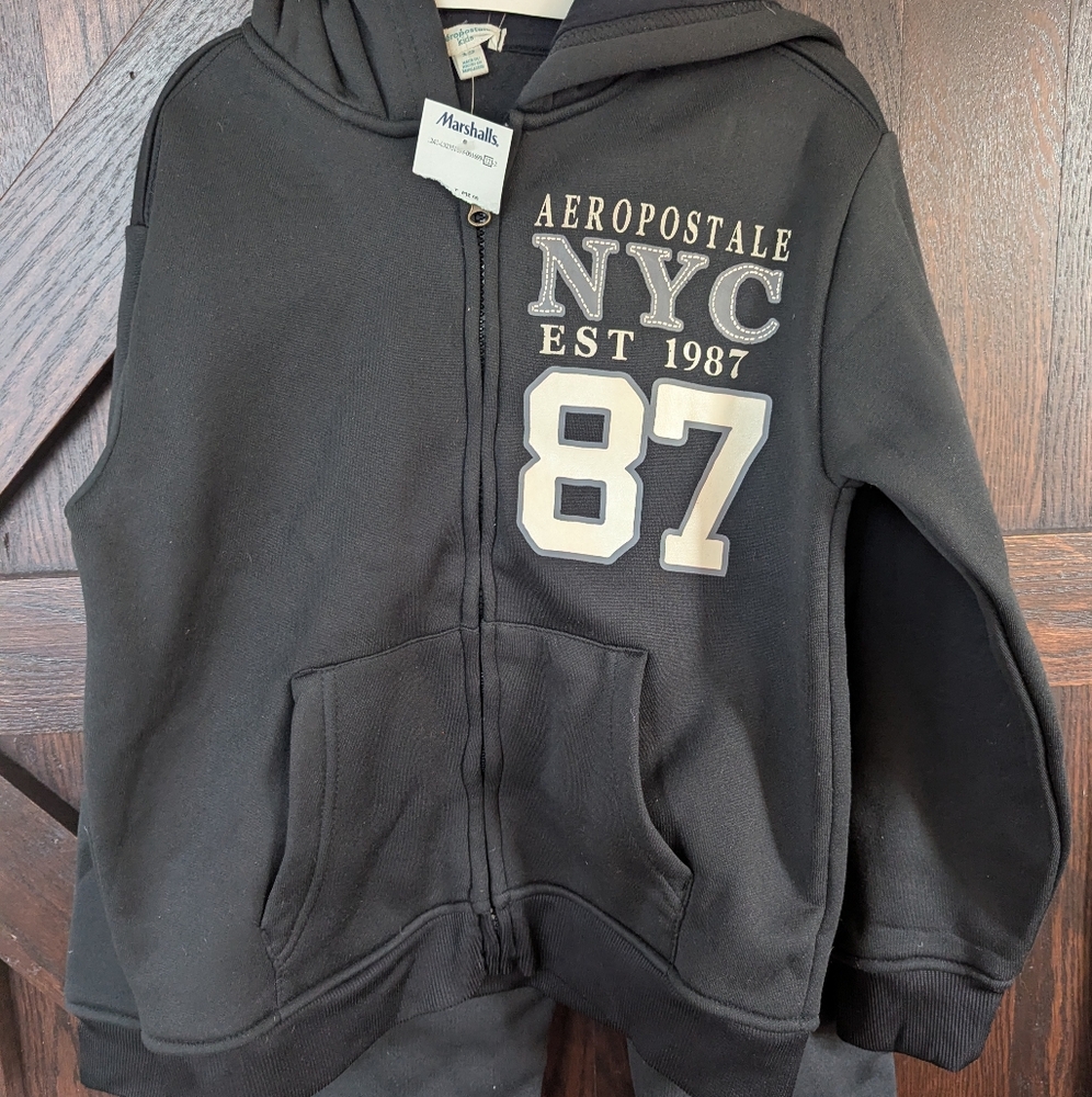 Aeropostale Kids Black Hoodie with NYC 87 Graphic